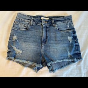 H&M blue distressed jean shorts